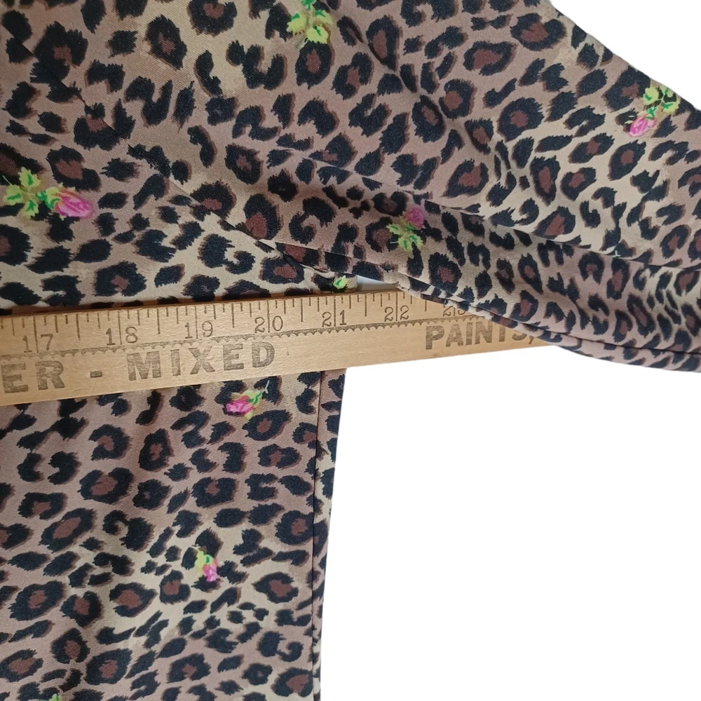 BETSEY JOHNSON Leopard Animal Print Floral Print Peasant Long Sleeve Top Large - Picture 5 of 7